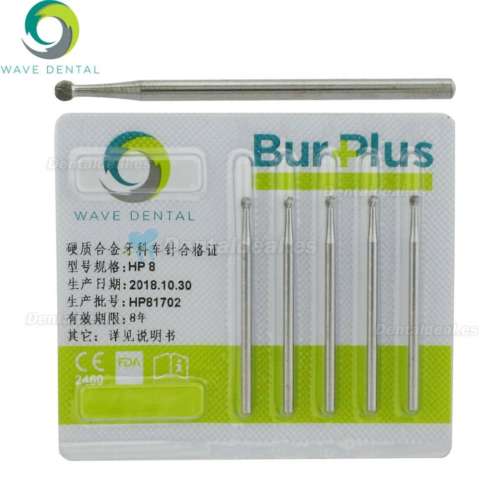 10Pcs Wave Dental Carbide Straight Handpiece Burs Round HP 8# Burs